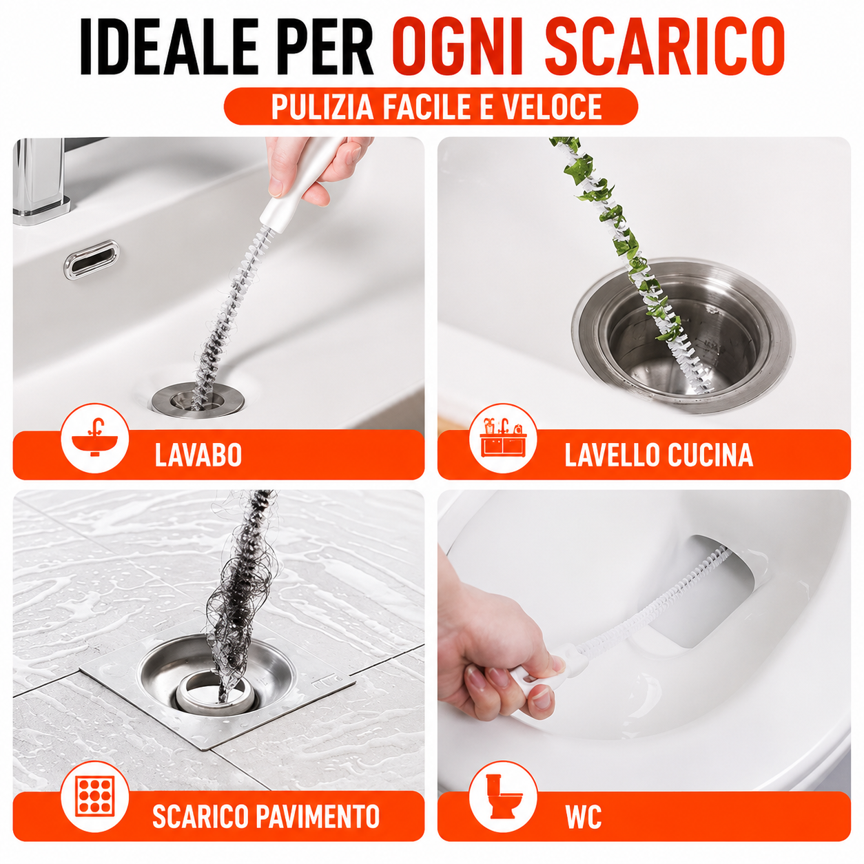 Spazzola Stura Scarichi Flessibile