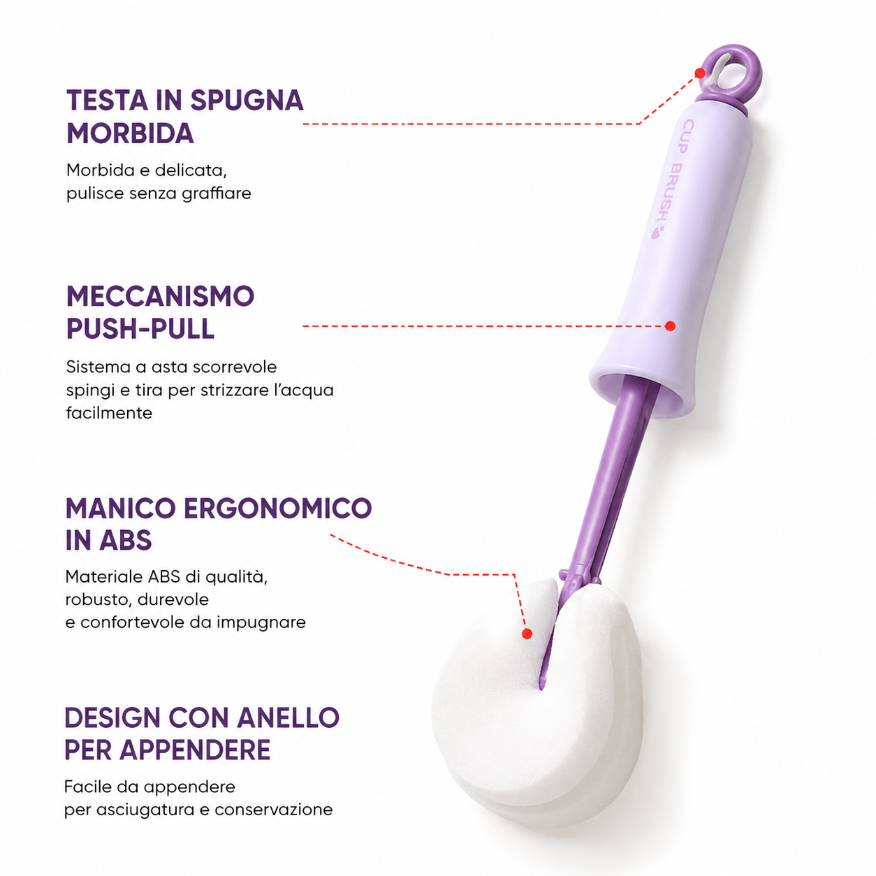 Spazzola per biberon 2 in 1 con scovolino