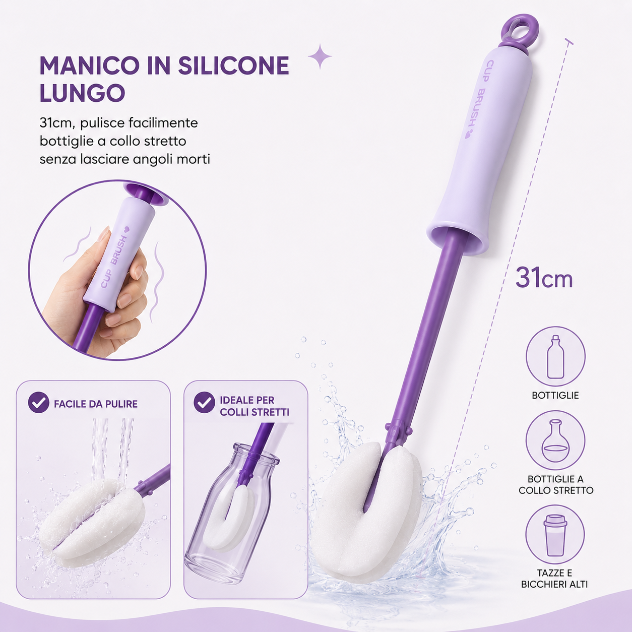 Spazzola per biberon 2 in 1 con scovolino