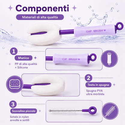 Spazzola per biberon 2 in 1 con scovolino