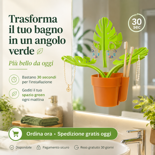 Portaspazzolini Decorativo Pianta Verde 🌿