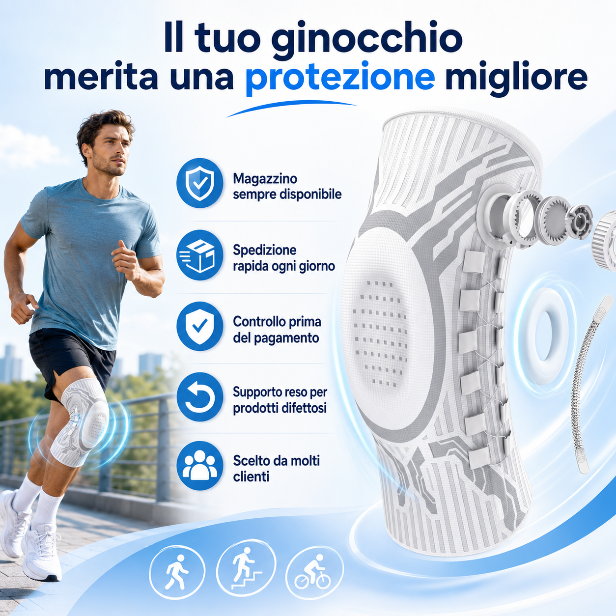 Ginocchiera Sportiva con Regolazione a Rotella