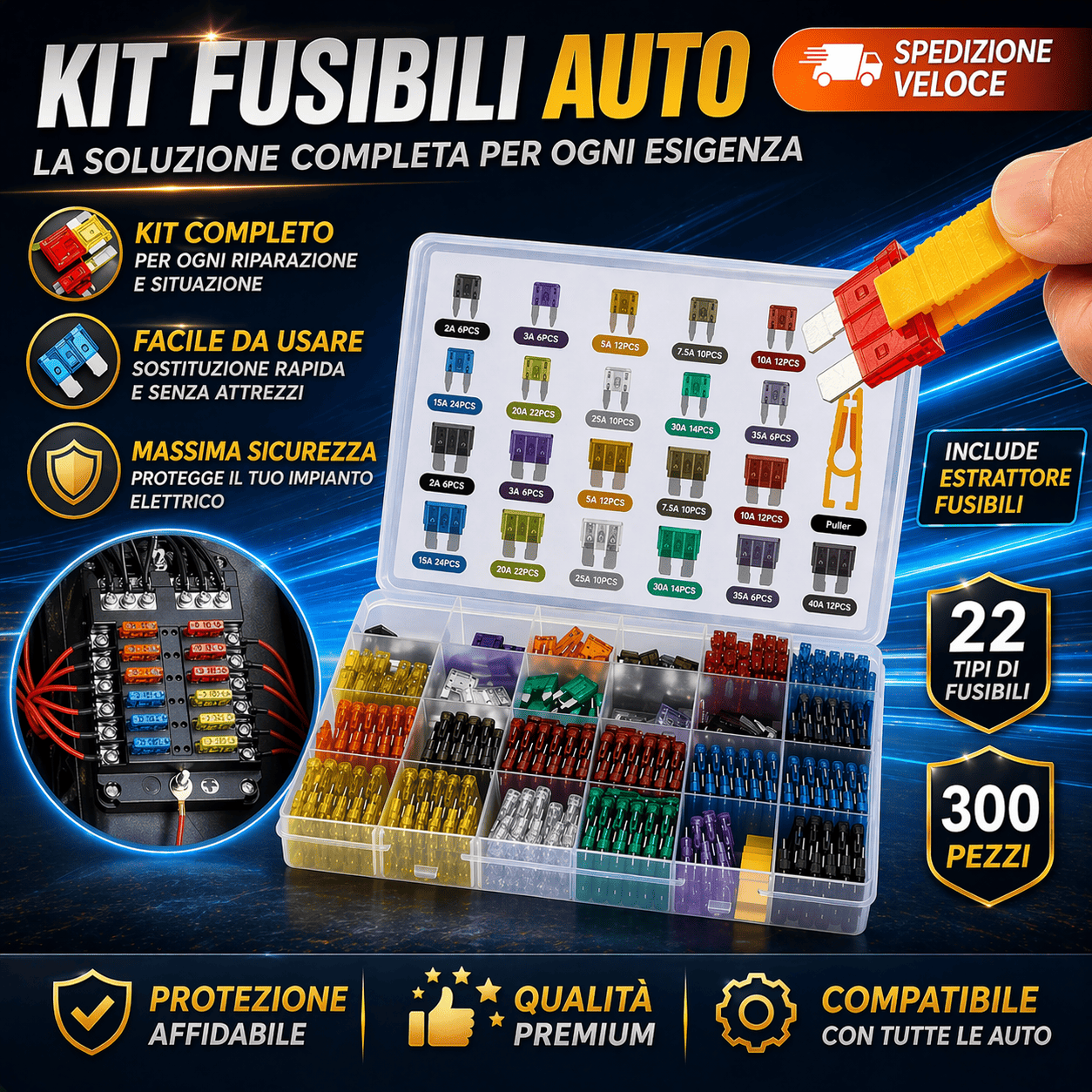 Kit Assortito di Fusibili per Auto