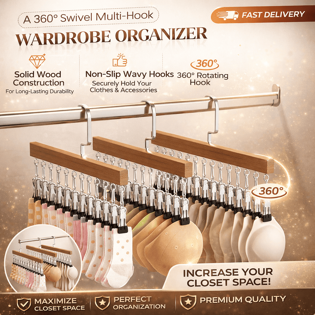 Organizer per Armadio Multi-Gancio Girevole a 360°