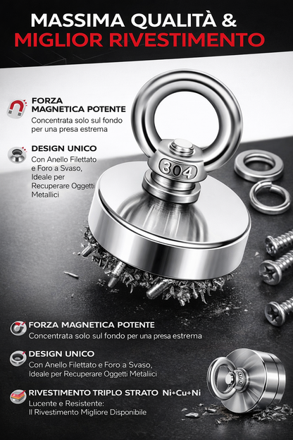 Magnete extra forte per recupero oggetti metallici