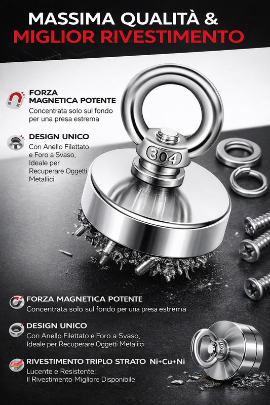 Magnete extra forte per recupero oggetti metallici