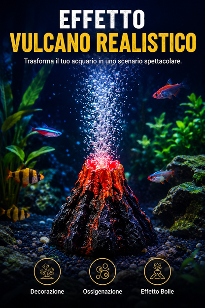 Decorazione a vulcano con effetto bolle per acquario 🌋