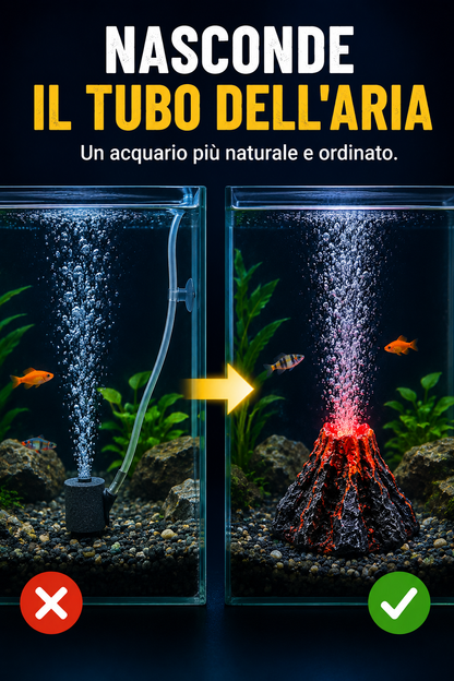 Decorazione a vulcano con effetto bolle per acquario 🌋