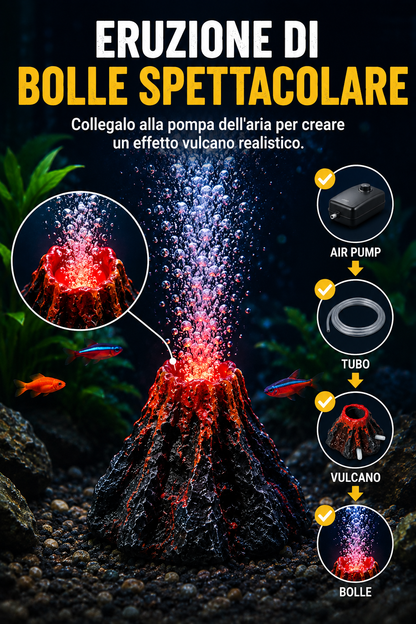 Decorazione a vulcano con effetto bolle per acquario 🌋
