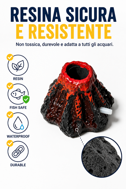 Decorazione a vulcano con effetto bolle per acquario 🌋