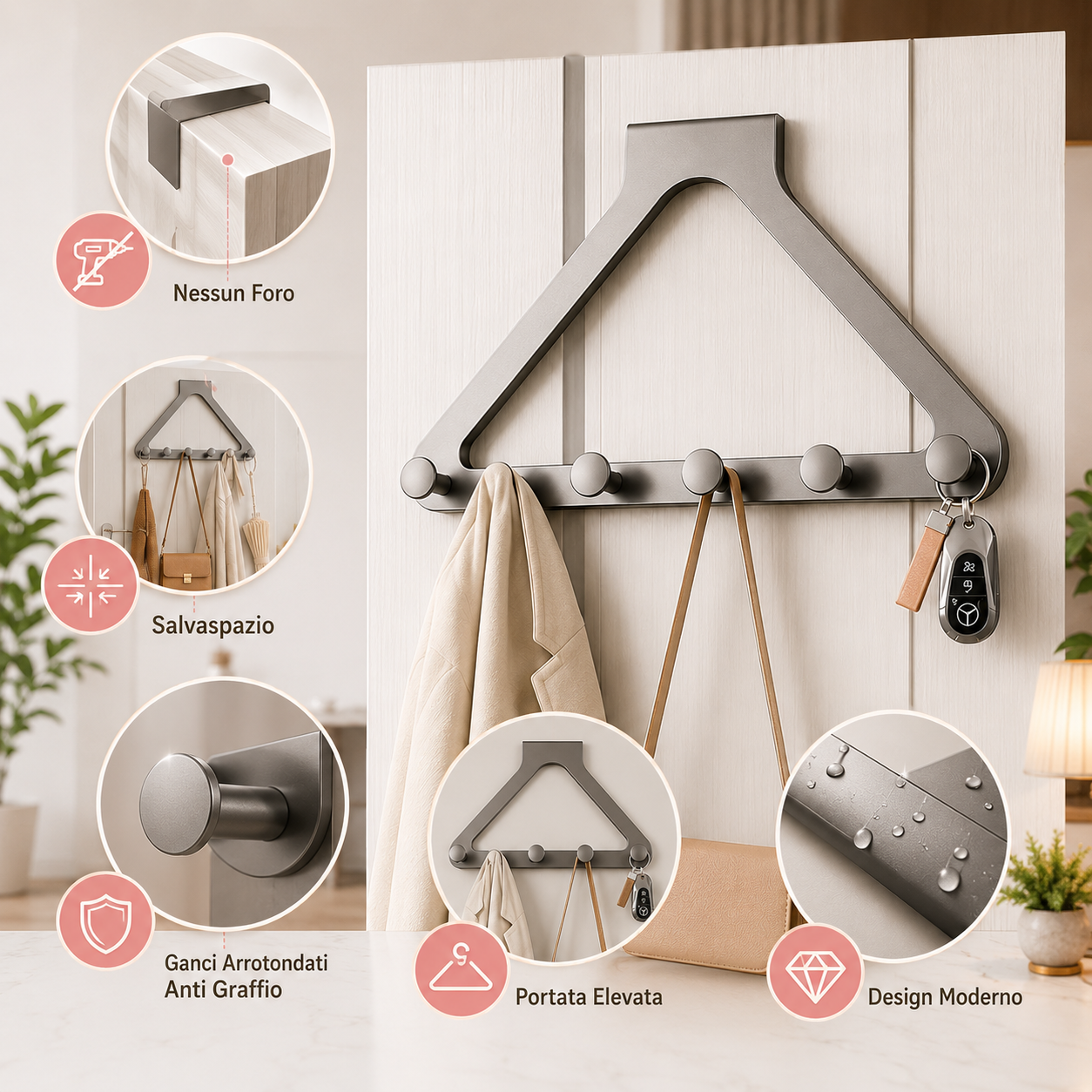 Gancio da porta a forma di gruccia 🛍️