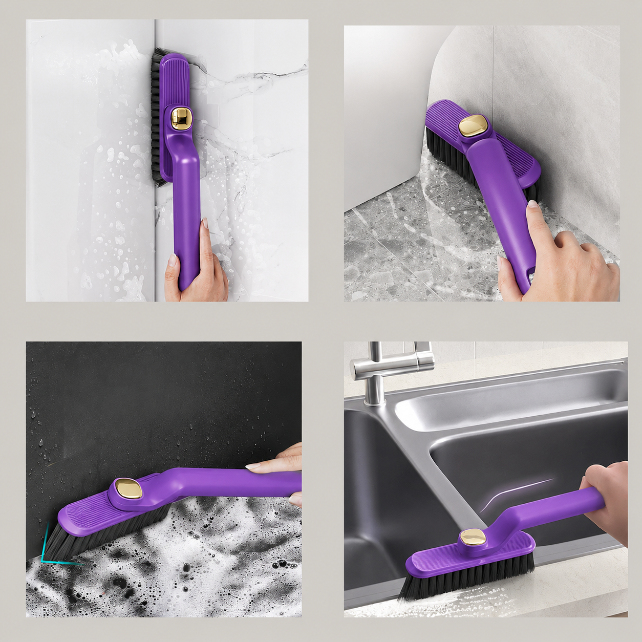 Spazzola V-Shape 3 in 1 per Fughe, Angoli e Fessure Difficili da Pulire