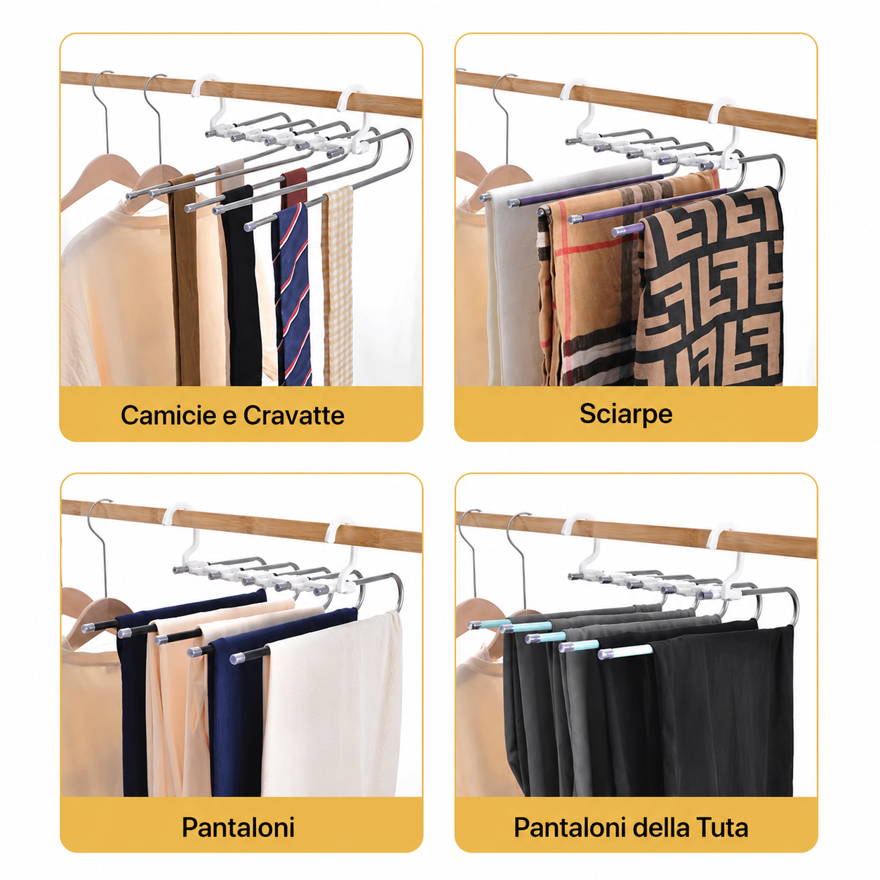 Gruccia Salvaspazio Multifunzione A 5 Livelli Per Pantaloni