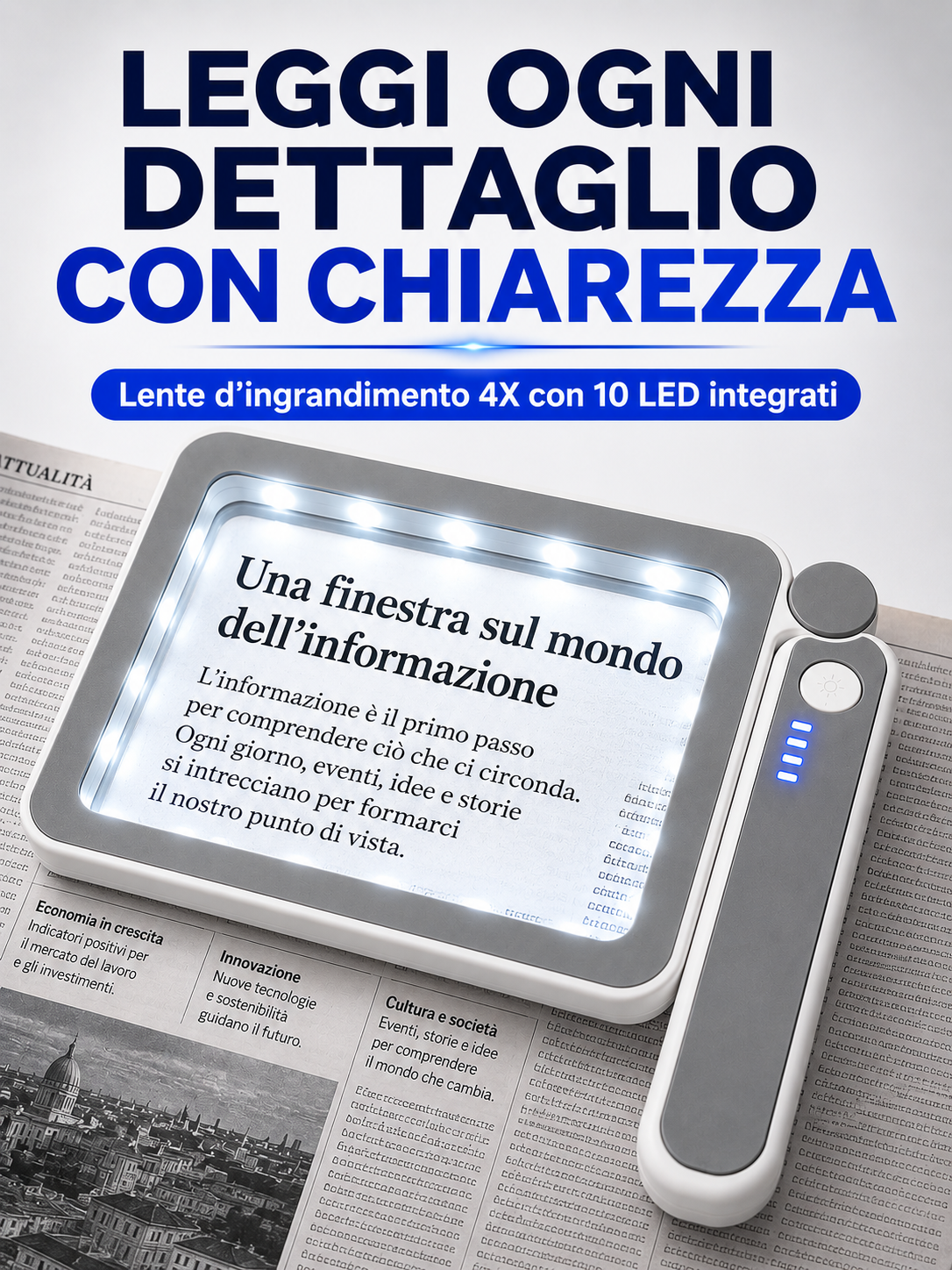 Lente d'ingrandimento pieghevole a LED