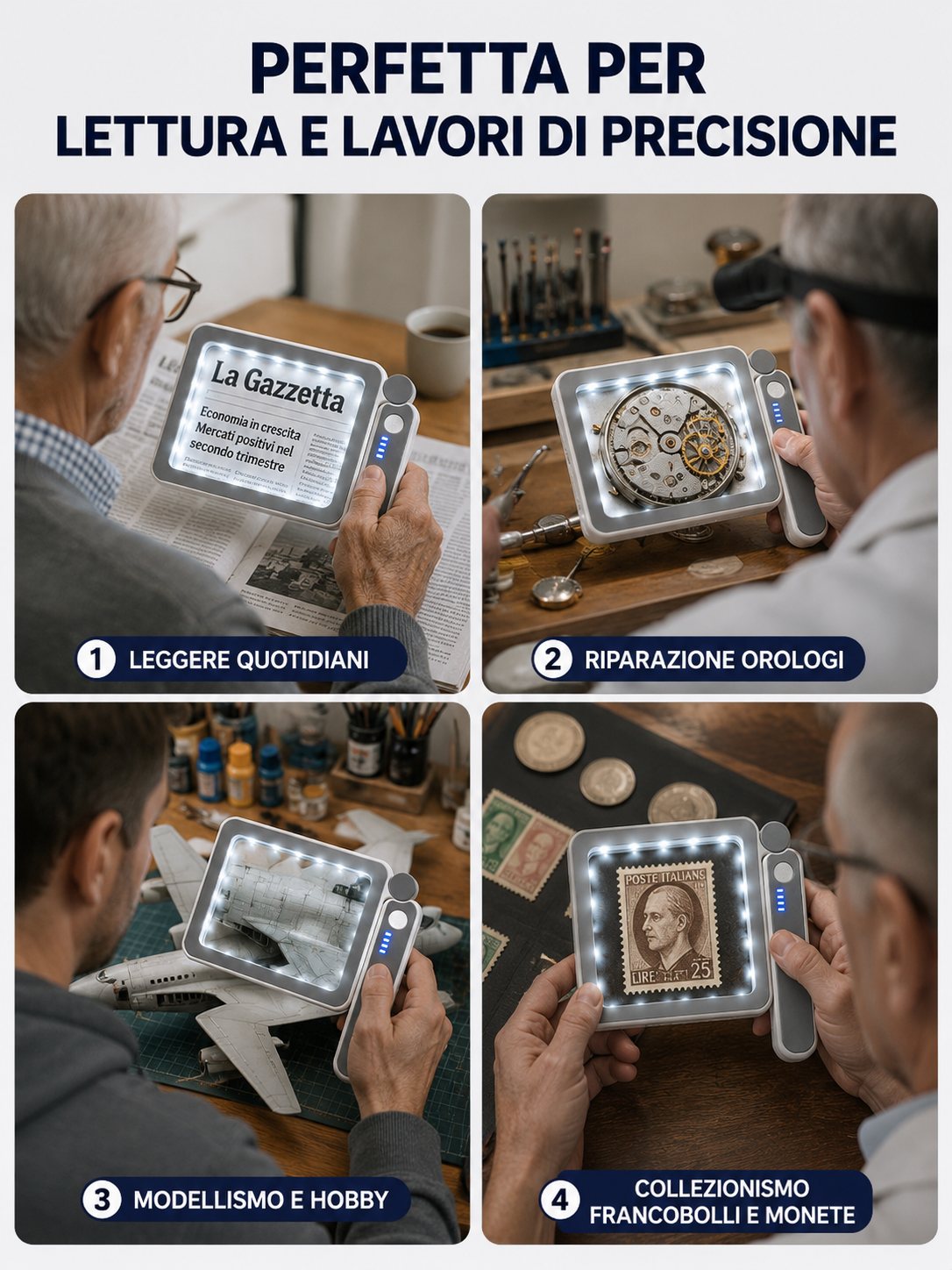 Lente d'ingrandimento pieghevole a LED