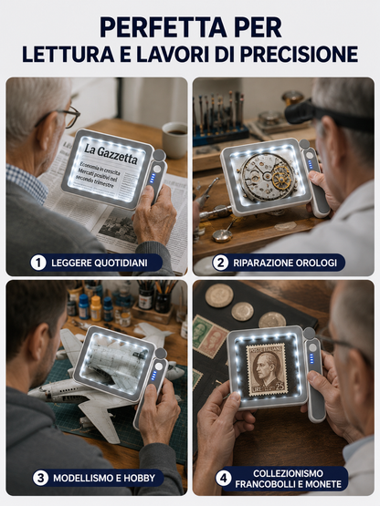 Lente d'ingrandimento pieghevole a LED