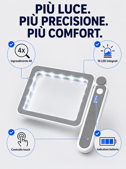 Lente d'ingrandimento pieghevole a LED
