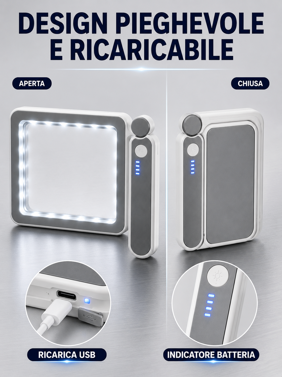 Lente d'ingrandimento pieghevole a LED