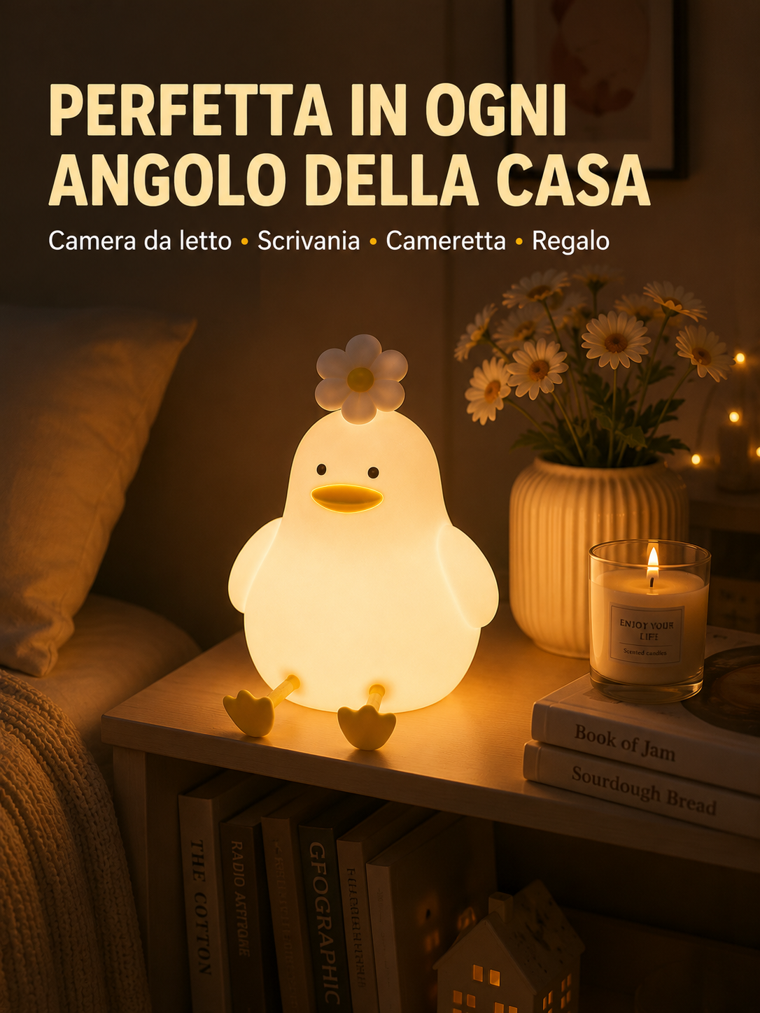 Lampada Notturna a Paperella con Fiore 🦆