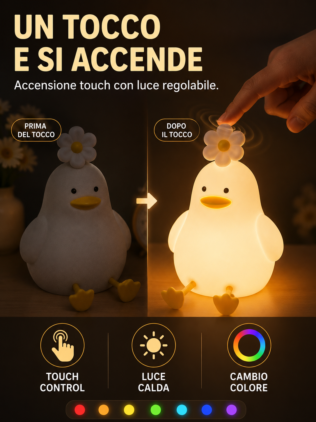 Lampada Notturna a Paperella con Fiore 🦆