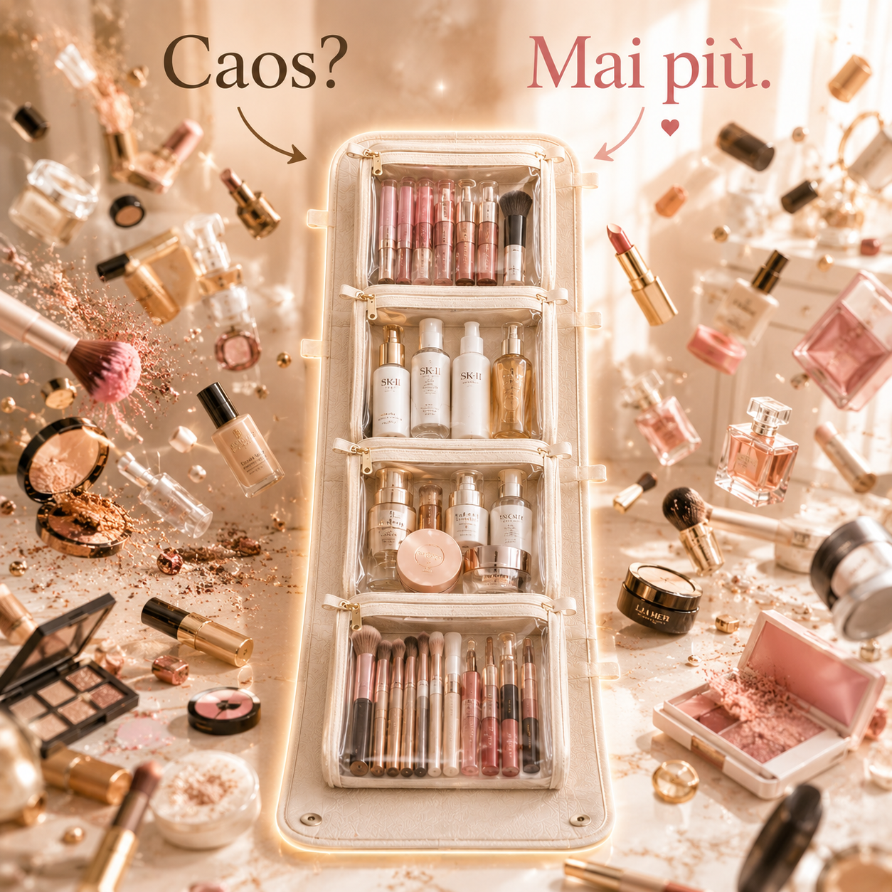 🛍️ Borsa porta cosmetici a 4 scomparti super pratica