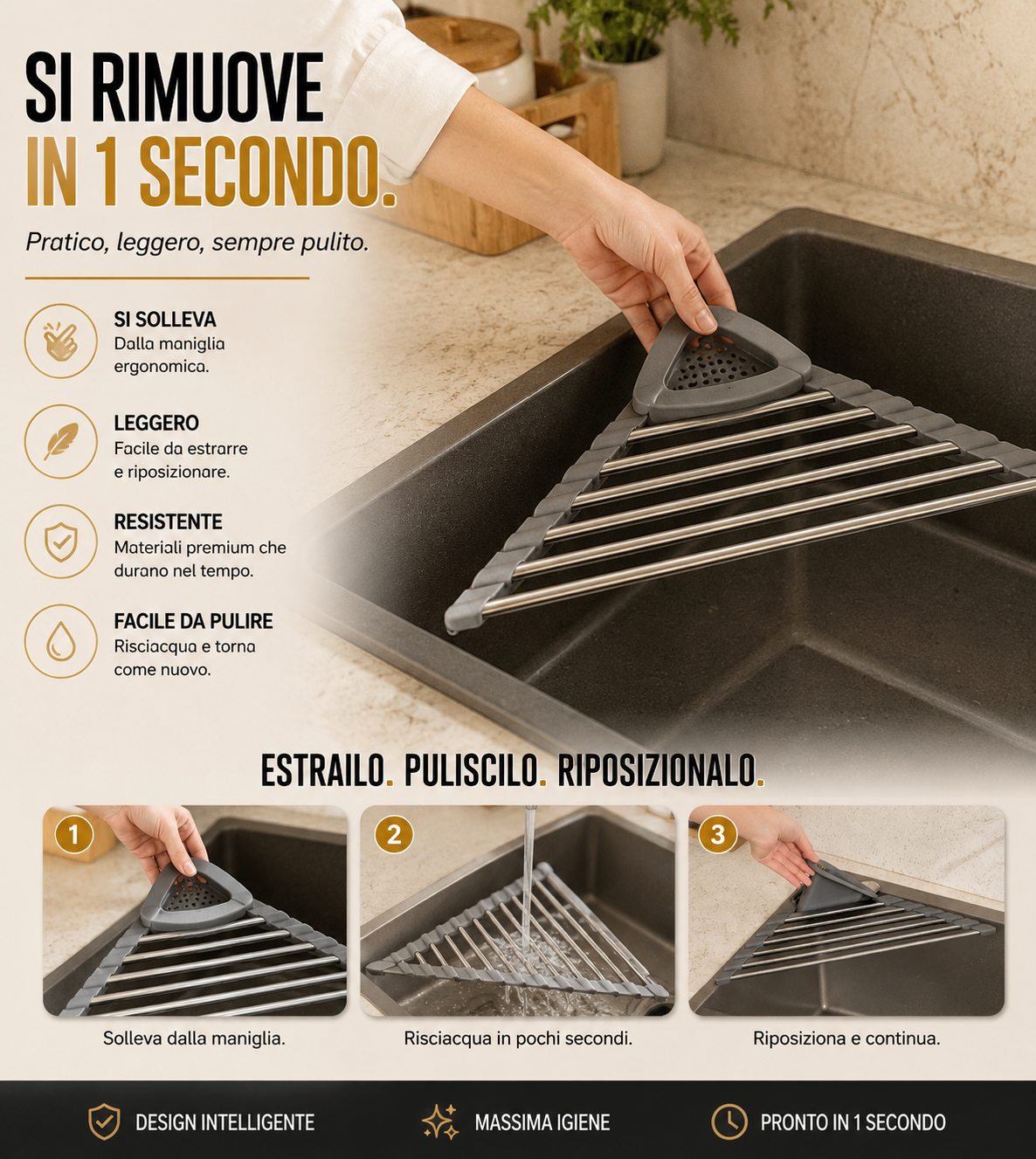 Supporto triangolare per lavello resistente