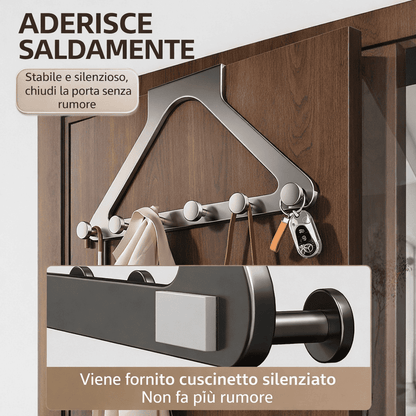 Appendiabiti da Porta a 6 Ganci Senza Foratura