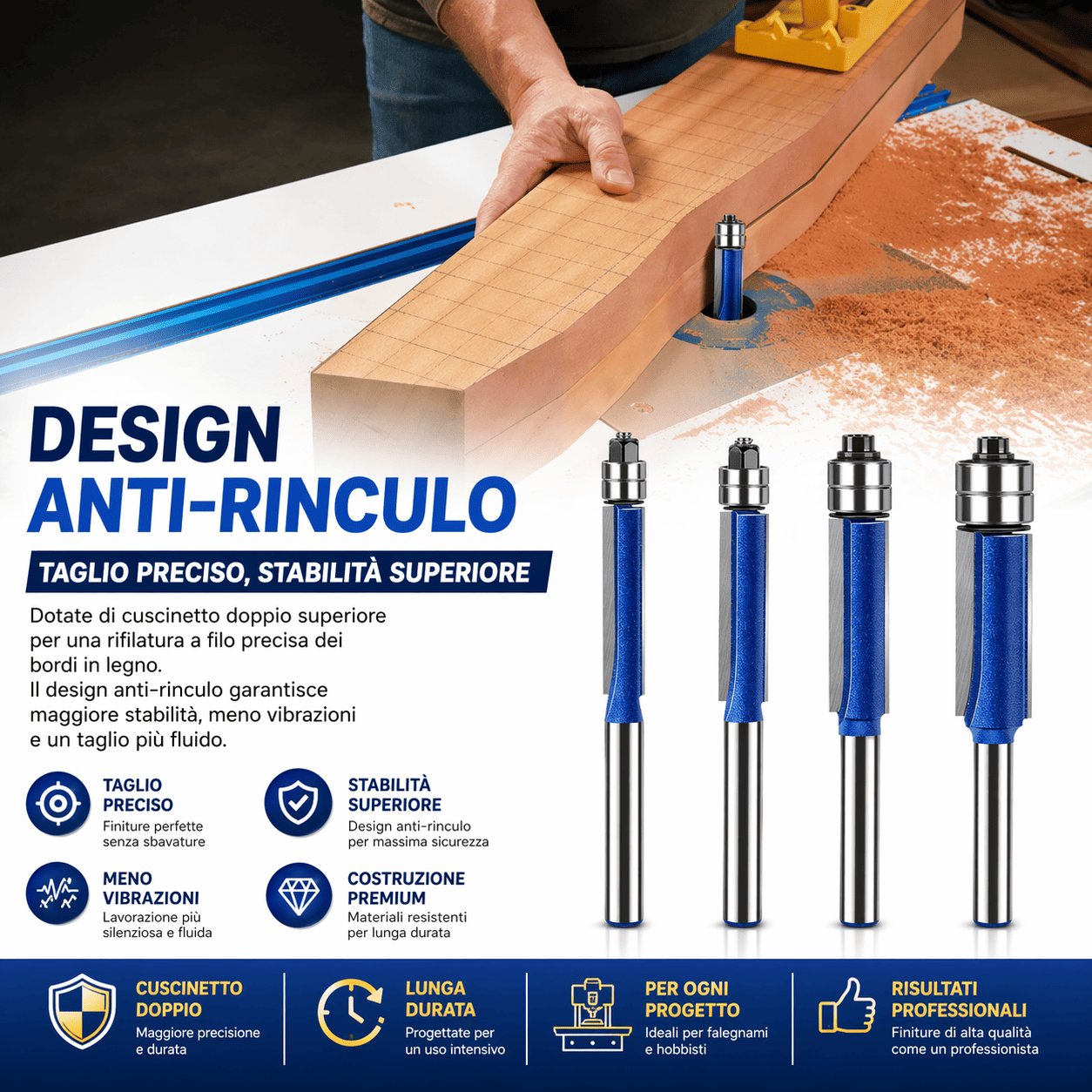 Set di Frese Rifilatrici con Cuscinetto Doppio