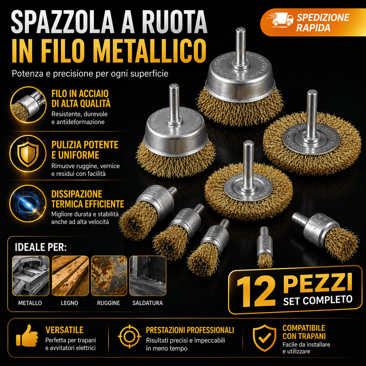 Spazzola a Ruota in Filo Metallico