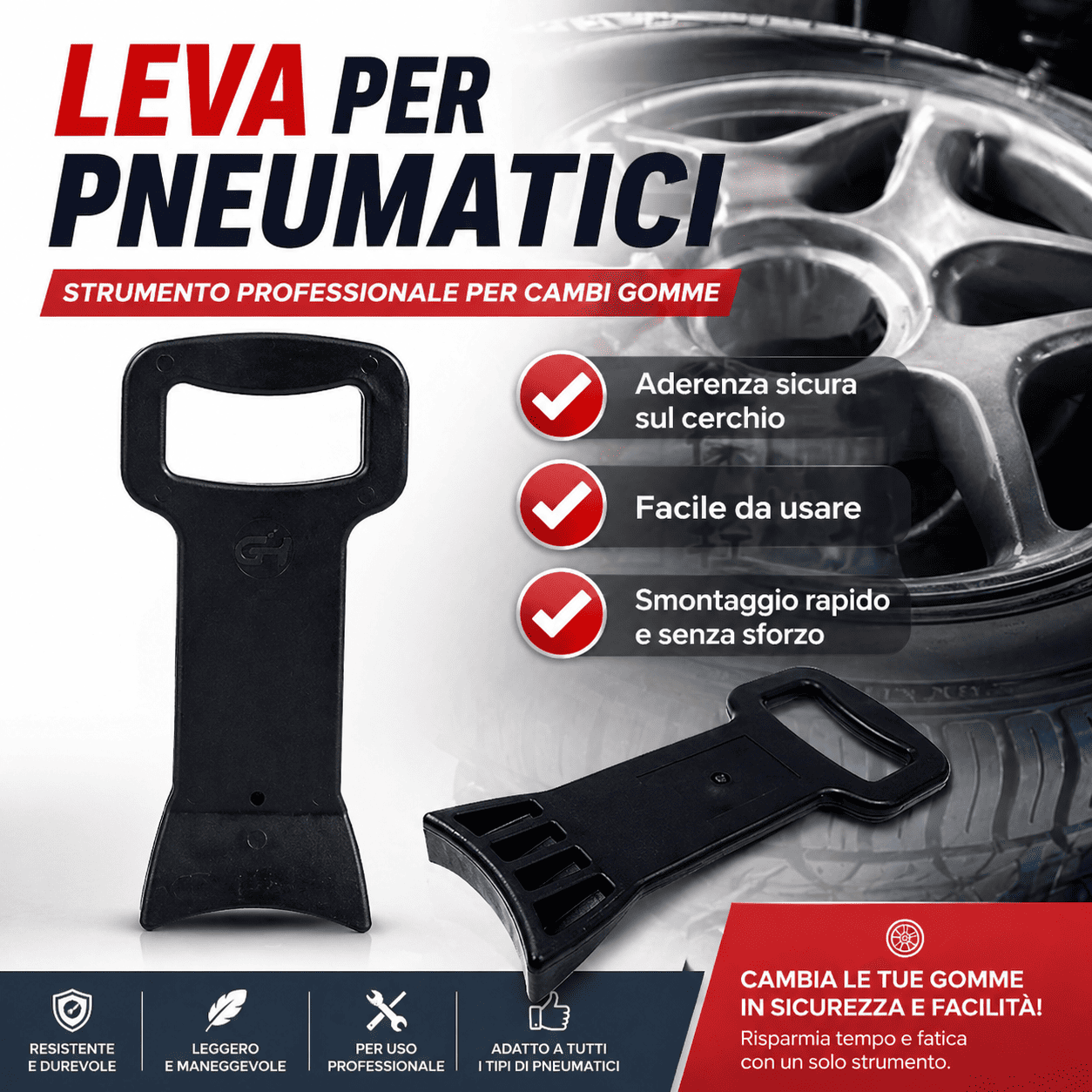 Strumento per pressare pneumatici