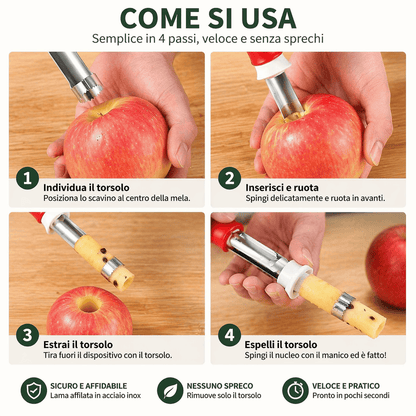 Sbucciatore e affettatore per frutta 2 in 1
