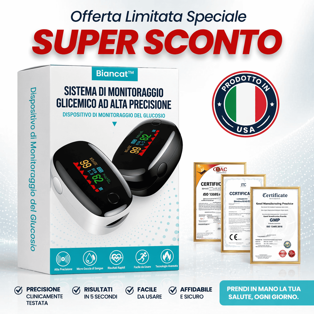 Dispositivo di monitoraggio del glucosio ad alta precisione