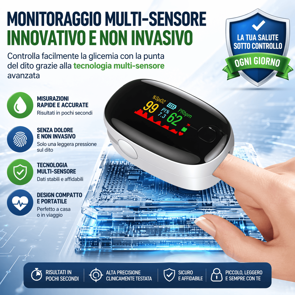 Dispositivo di monitoraggio del glucosio ad alta precisione