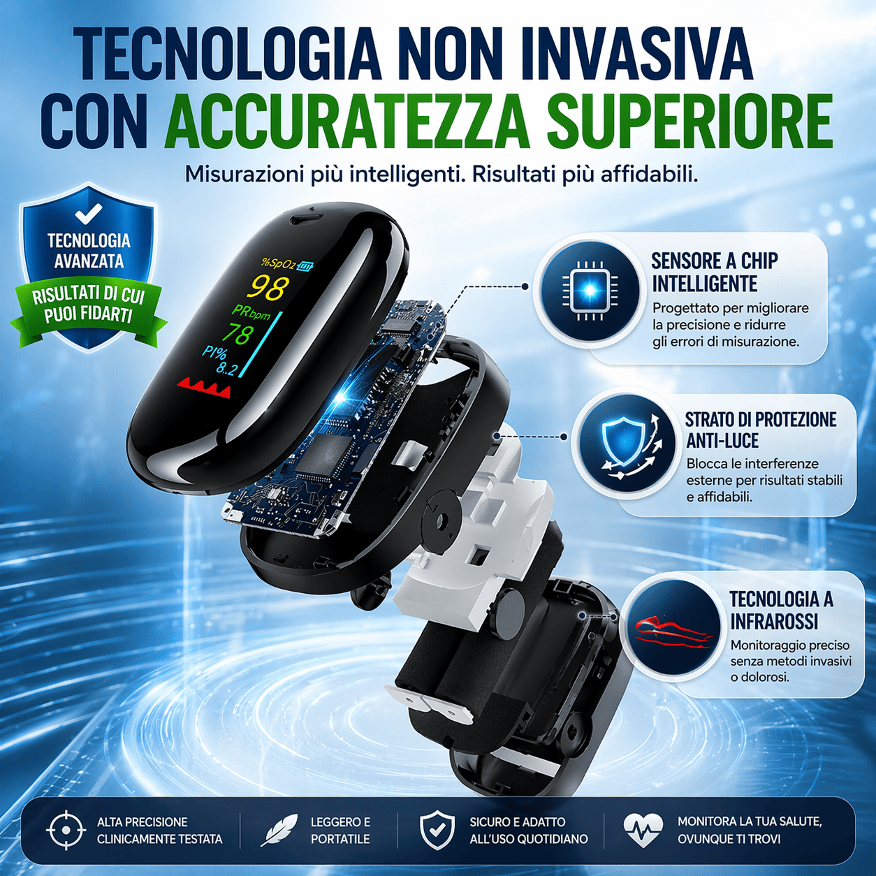 Dispositivo di monitoraggio del glucosio ad alta precisione