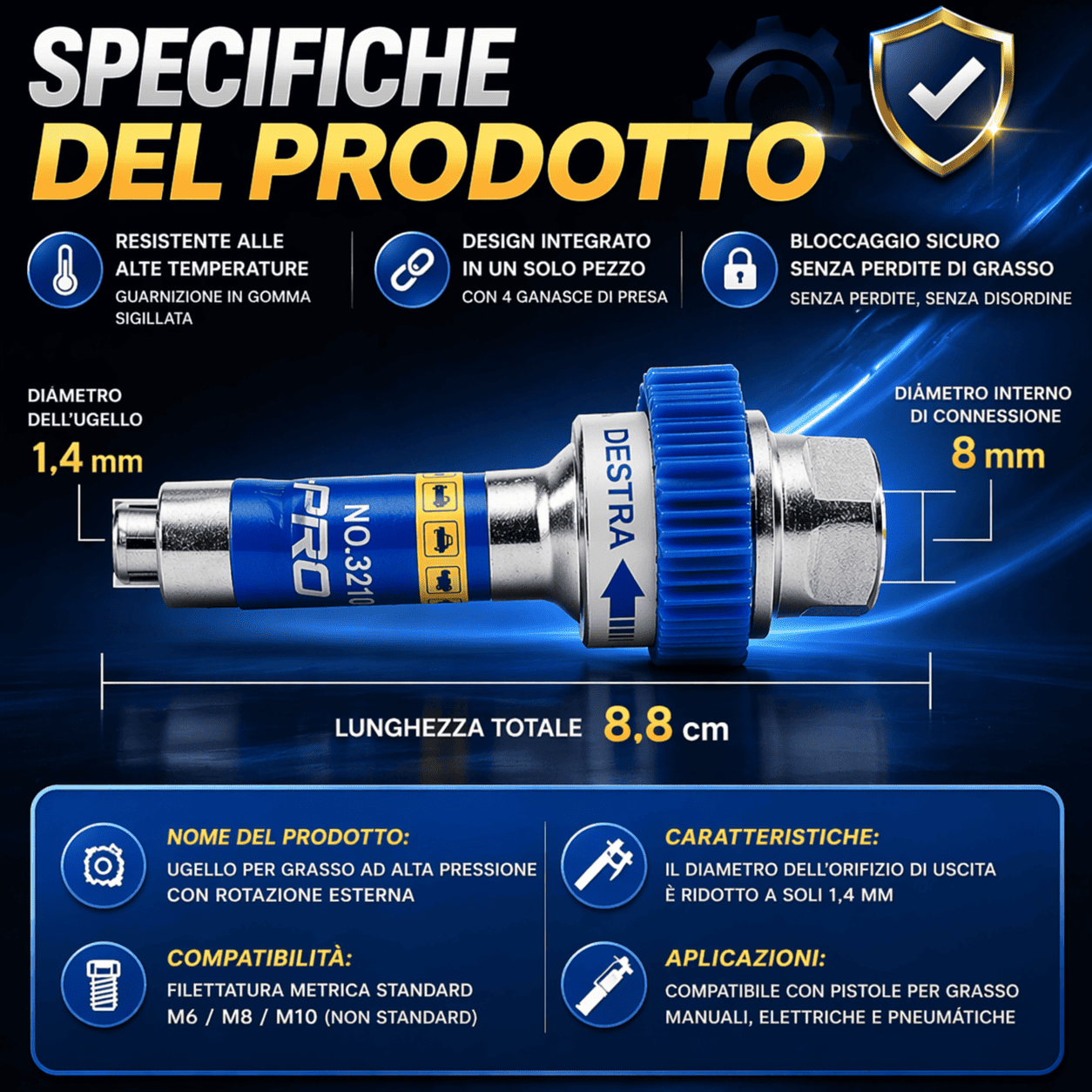 Punta per Grasso con Bloccaggio