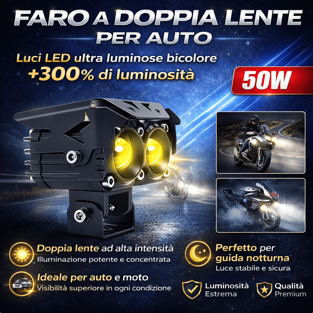 Faro a doppia lente per auto