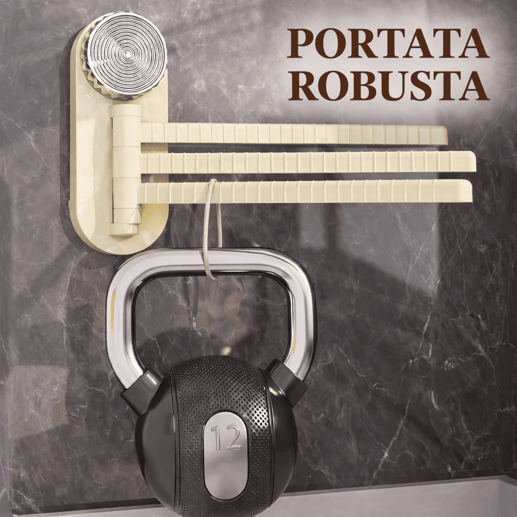 Porta asciugamani a ventosa con rotazione a 180°