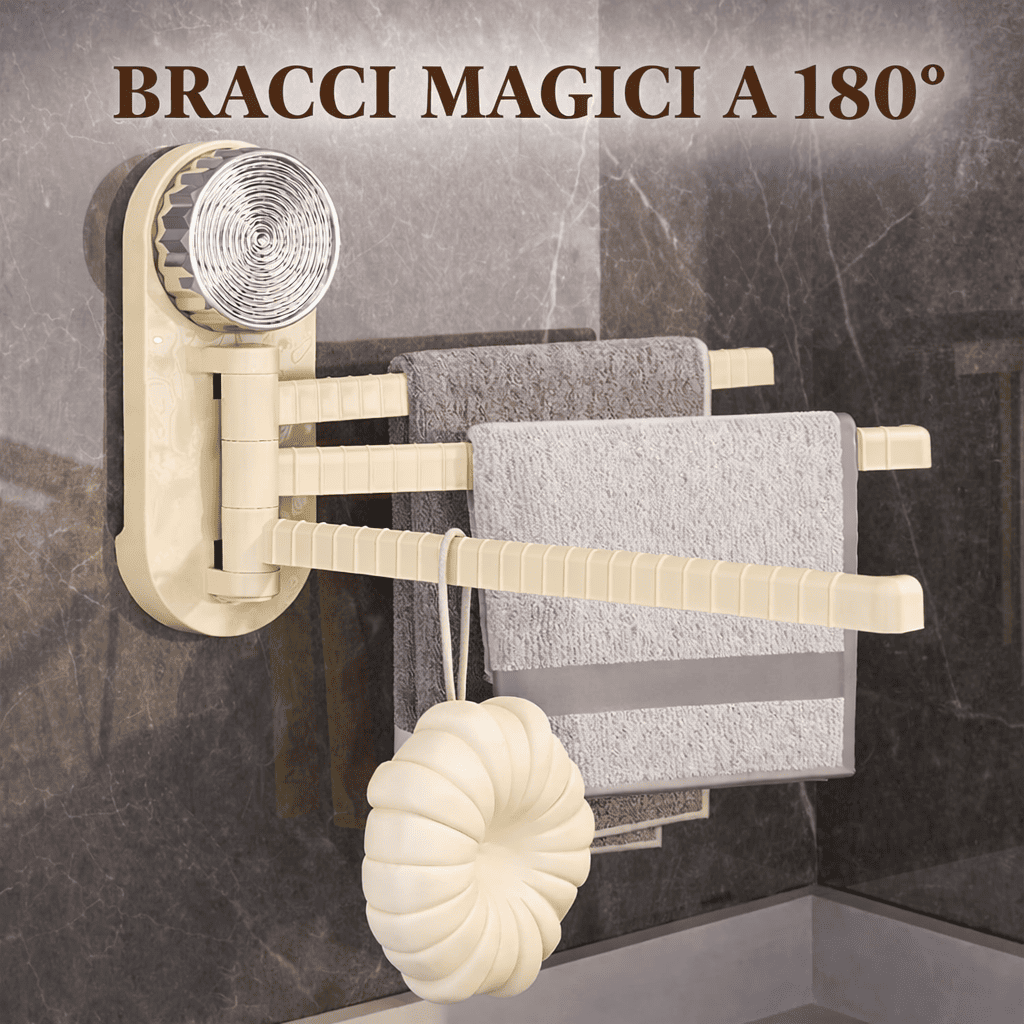 Porta asciugamani a ventosa con rotazione a 180°