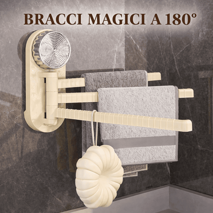 Porta asciugamani a ventosa con rotazione a 180°