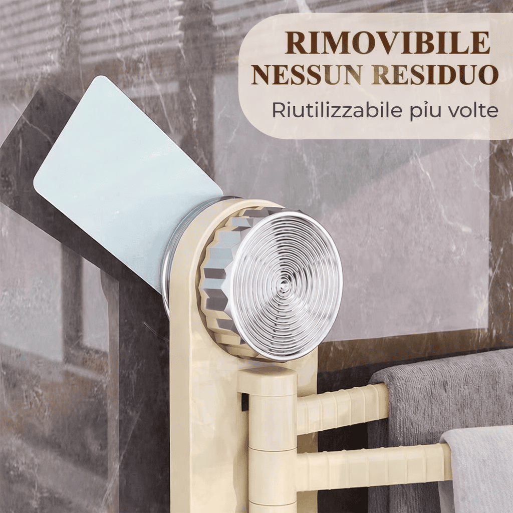 Porta asciugamani a ventosa con rotazione a 180°