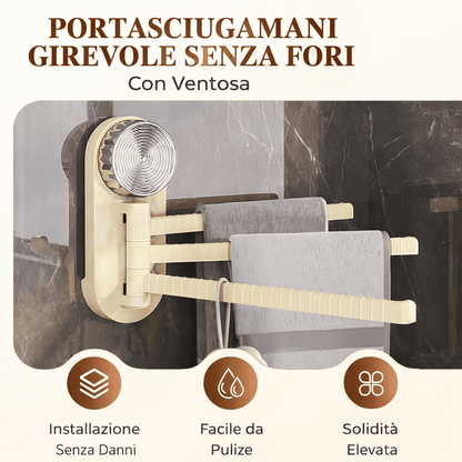 Porta asciugamani a ventosa con rotazione a 180°