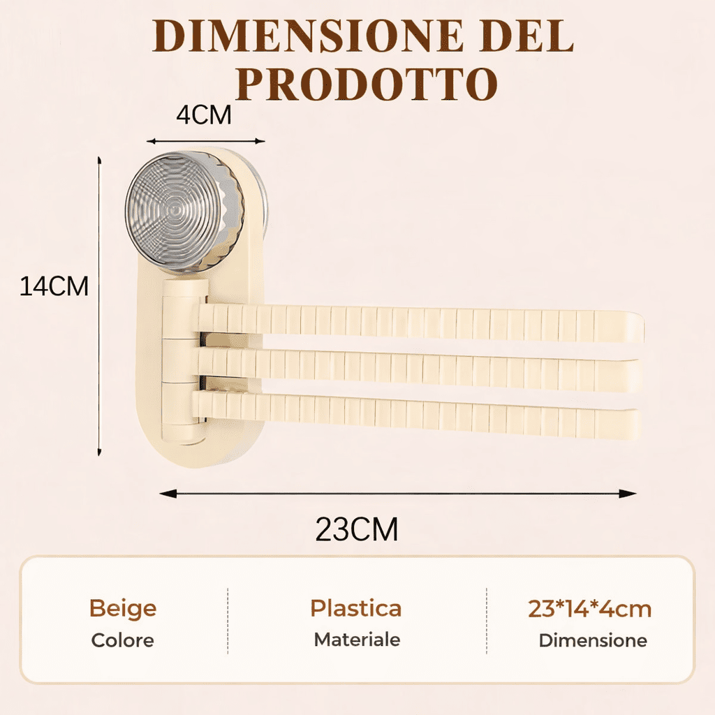 Porta asciugamani a ventosa con rotazione a 180°