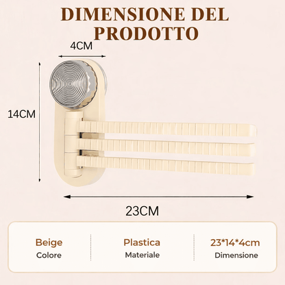 Porta asciugamani a ventosa con rotazione a 180°