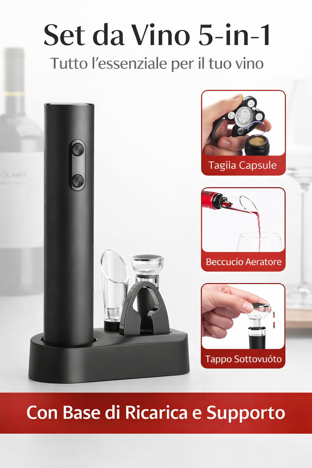 Cavatappi Elettrico Automatico 5-in-1