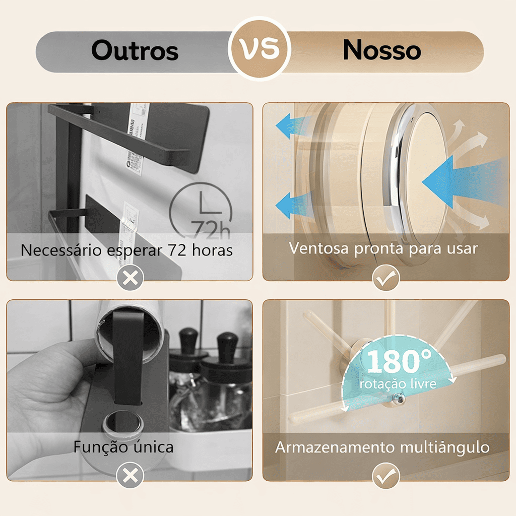 Asta appendiabiti multifunzione a ventosa