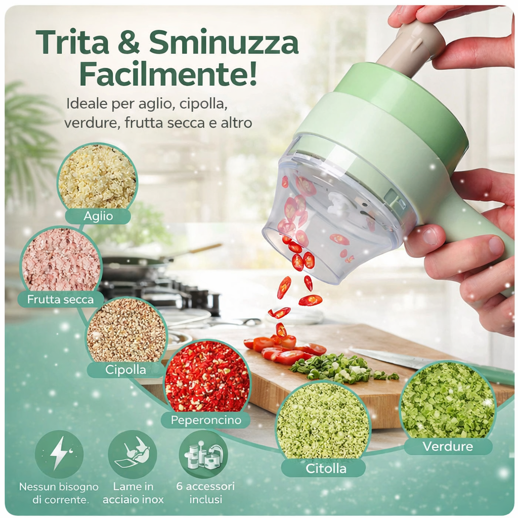 Tagliaverdure Elettrico Multifunzione Compatto