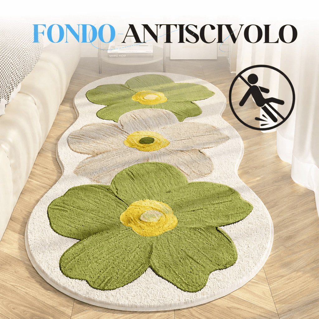 Tappeto morbido con motivo floreale irregolare