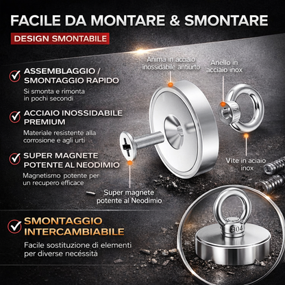 Magnete extra forte per recupero oggetti metallici