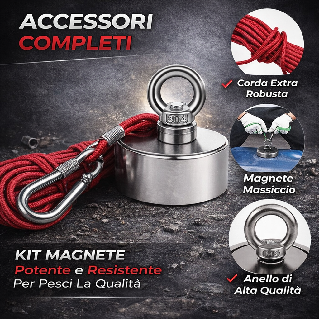 Magnete extra forte per recupero oggetti metallici