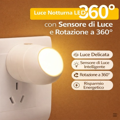 Luce Notturna LED con Sensore di Luce e Rotazione a 360°